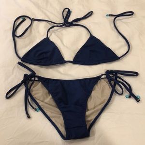 Shoshanna Swimwear Blue String Bikini